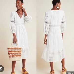 Anthropologie White Midi Dress